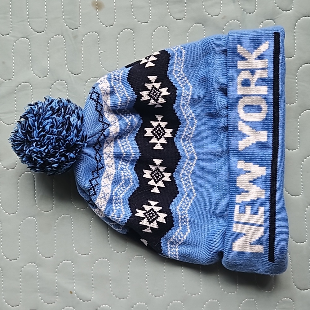 New York blue nit hat beanie
